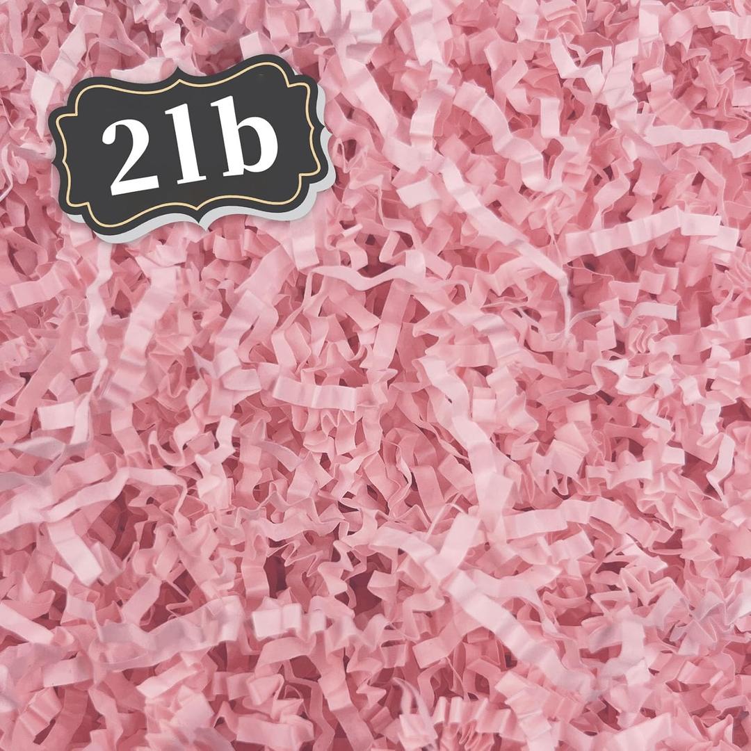 ZEBMOON 2 LB Pink Crinkle Cut Paper Shred Filler Great for Gift Wrapping, Basket Filling, Birthday, Wedding, Halloween, Thanksgiving, Valentine's Day, New Year Party Decorations Filling Supplies A