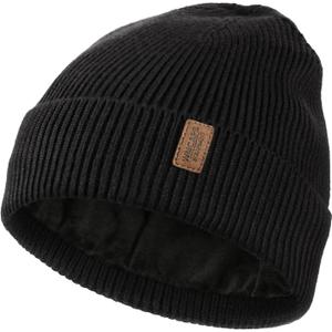 Wmcaps Winter Beanie for Men Women, Fleece Lined Beanie Soft Warm Knit Hat Ski Stocking Cuffed Cap (One Size, Black)