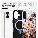 NITITOP Compatible with iPhone 16 Plus Case Cute Magnetic Compatible with MagSafe Flowers Floral for Women Girl Glossy Soft TPU Hybrid 2 Layers Back Shockproof Protective Cover - Orange Daisy