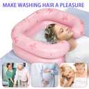 Cehim Inflatable Shampoo Basin - Portable Shampoo Bowl, Hair Washing Basin for Bedridden, Disabled,Injured, Hair Wash Tub for Dreadlocks and at Home Sink Washing (Pink-Bowtie, 15in Inner)