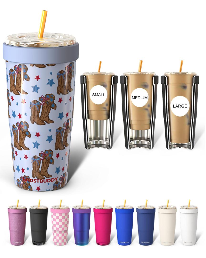 Frost Buddy Togo Buddy 30oz Stainless Steel Vacuum Insulated Tumbler To Go Coffee Cup Iced Coffee Cups, Iced Coffee Sleeve, Travel Mug, Thermal Cup for Hot & Cold Drinks, Dunkin Cup (Buttercream)