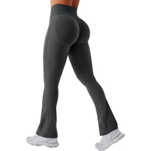YEOREO Boost Mini Flare Leggings Womens Workout Booty Lifting Leggings Hidden Scrunch Seamless Lilliean Yoga Pants (Gray, Medium)