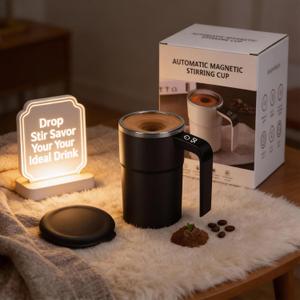 Self Stirring Coffee Mug Automatic Magnetic Mixing Cup Smart Electric Temperature Display Control Mixer Stirrer Inteligente Para Cafe with Lid Rechargeable Heating Warmer Travel with a Built in LCD