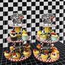 2 x 2 Pack Race Cars Cupcake Stands Birthday Party Supplies, 3-Tier Two Fast Racing Car Cardboard Cupcake Holder Dessert Display, Cars Wheels Birthday Decorations