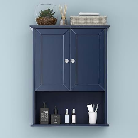 Bathroom Wall Cabinet Over Toilet Storage Cabinets 24x30 inch Above Toilet Wood Medicine Cabinets with 2 Door & Adjustable Shelf for Kitchen, Laundry, Entryway,Durable MDF Construction