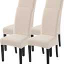 SearchI Jacquard Dining Room Chair Covers Set of 4, Stretch Kitchen Chair Covers Washable Parsons Chair Slipcover Removable Dining Chair Protectors for Hotel,Ceremony(Beige Maze Jacquard) (4 per set)