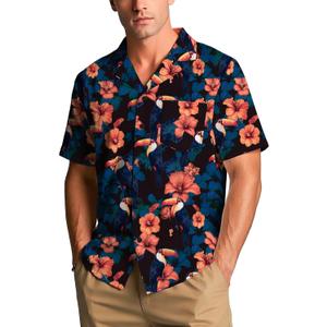 Hawaiian Shirt for Men Short Sleeve Button Down Summer Beach Casual Shirts Tropical Aloha Shirt Men Relaxed Fit (XXL)