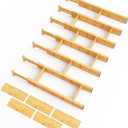 SpaceAid Bamboo Drawer Dividers with Inserts and Labels, Kitchen Adjustable Drawer Organizers, Expandable Organization for Home, Office, Dressers, 7 Dividers with 15 Inserts (17"-22" Natural)