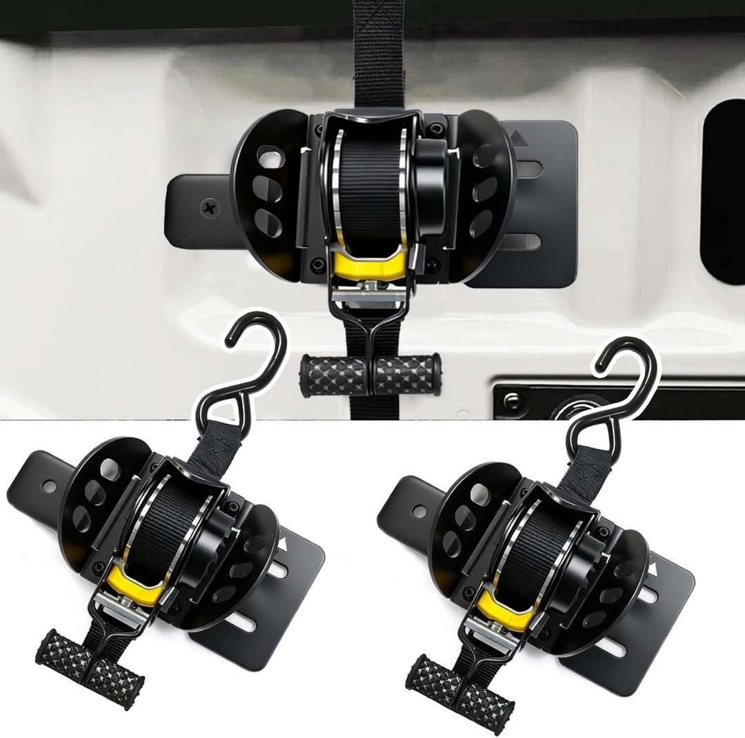 2PCS Retractable Ratchet Straps Compatible with 2016-2018 Chevy Silverado/GMC Sierra 1500 Integral Retractable Tie Down Straps Auto Retract Securing Strap Fit for Chevy Silverado Accessories