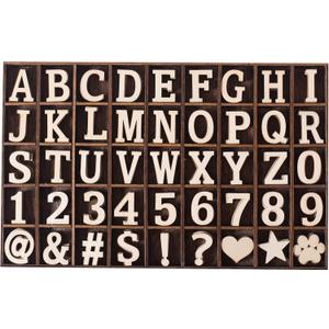 270 Pieces 1 Inch Wood Alphabet Letters Wooden Numbers Mini Blank Symbols Unfinished Heart Star Paw with Rustic Storage Tray for Home Decor Spelling Education Homemade Crafts Party Gifts
