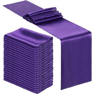 Bencailor 12 Pcs Purple Satin Table Runner Bulk 12 x 108 Inches Long Table Runners Bright Smooth Fabric Tablecloth for Wedding Banquet Birthday Spring Graduation Party Decorations