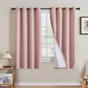 H.VERSAILTEX Linen Curtains 100% Blackout Curtains for Bedroom 63 inch Long Full Light Blocking Nature Linen Blended Window Curtains for Living Room Nickel Grommet (2 Panels, Heathered Baby Pink)