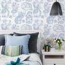 Hopepak 17.3''x394'' Peel and Stick Wallpaper Modern Self Adhesive Removable Wall Paper Blue Cute Animal Waterproof Contact Paper for Bedroom Bathroom Cabinets Decor Vinyl