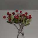 Floroom 5pcs Faux Silk Pompon Mum Artificial Flowers, Bulk Fake Mini Chrysanthemums with Stems for DIY Bouquet Centerpieces Wedding Fillers Arrangements Shower Decorations, Dark Red