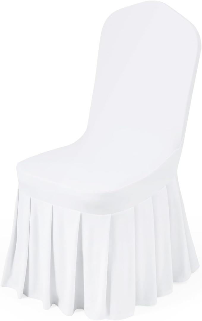 VEVOR Chair Covers, Polyester Spandex Chair Cover, Stretch Slipcovers for Wedding Party Dining Banquet Flat-Front Chair Covers (White-d, 30PCS)