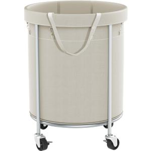 Aduanbang 170L Laundry Basket with Wheels, Rolling Hamper with Removable Bag & Steel Frame, Round Laundry Cart with 4 Casters & 2 Brakes, Ideal for Bedroom, Bathroom & Laundry Room