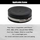 RULLINE 2PCS 5" Flexible PVC Cap with Stainless Steel Clamps Sewer Cleanout Cap Black PVC Pipe Cap