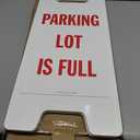 SmartSign 25 x 12 inch Parking Lot Is Full Two-Sided Folding Floor Sign, Digitally Printed Plastic, Red & White