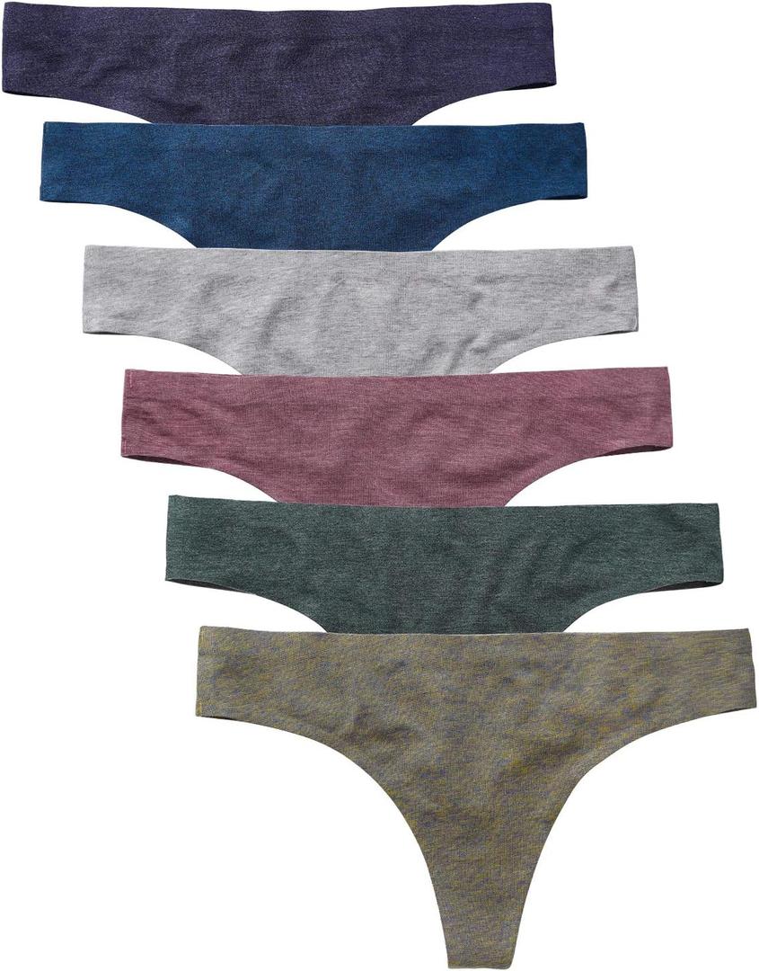 Wealurre Women's Cotton Thong Breathable Panties Low Rise Underwear (Large, Blue Gold)