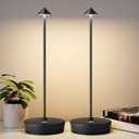 2Pack Rechargeable Cordless Table Lamp, Portable Powered LED Battery 6000mAh Metal USB Desk Lamp, 3 Levels Brightness Light for Restaurants Outdoor (2pack Black)