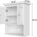 Treocho Wood Wall Cabinet, Bathroom Medicine Cabinet Storage with Doors and Adjustable Shelf, Rustic Cabinet Wall Mounted for Bathroom, Livingroom, Kitchen, Cupboard, White