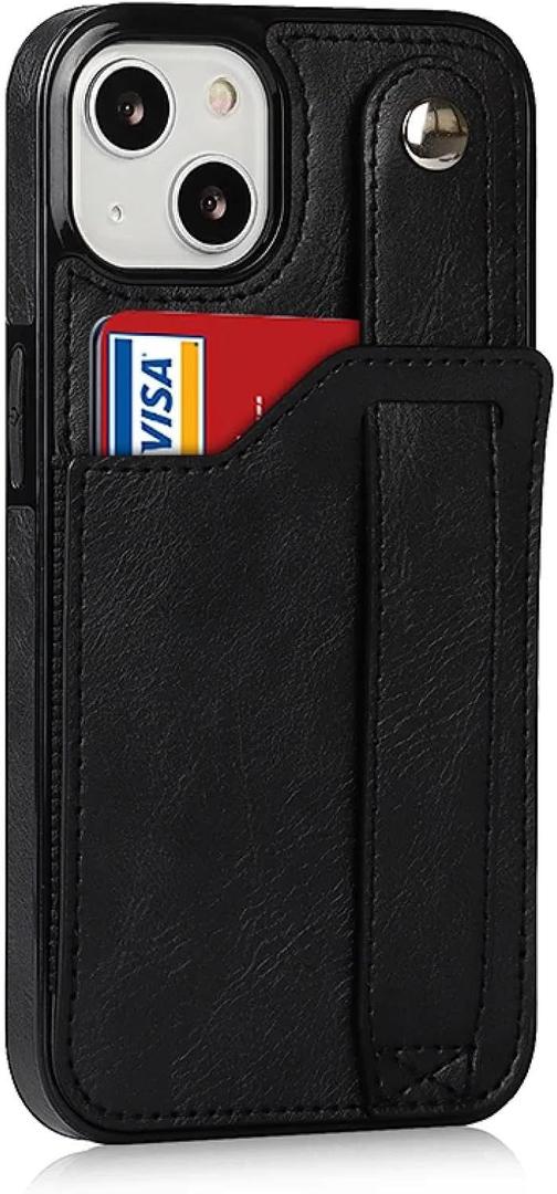 for iPhone XSMax Luxury Wallet Leather Cover Case Wristband Case(for iPhone XSMax/Black)