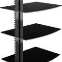Suptek Glass TV Wall Mount with DVD Shelf and PS4 Support, 3-Tier CS303 (Black)