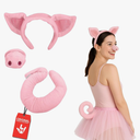 Nicky Bigs Novelties Morph Unisex Adult Pig Ears Headband Nose and Tail Accessory Set, Pink, One Size