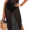 ANRABESS Womens Swimsuit Cover Up Sleeveless Hollow Knit Bikini Swimwear Bathing Suit Coverup Crochet Beach Dress (Medium, Black)
