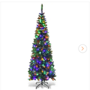 6.5 ft. Pre-Lit Hinged Artificial Pencil Christmas Tree with 250 Multi-Color Lights