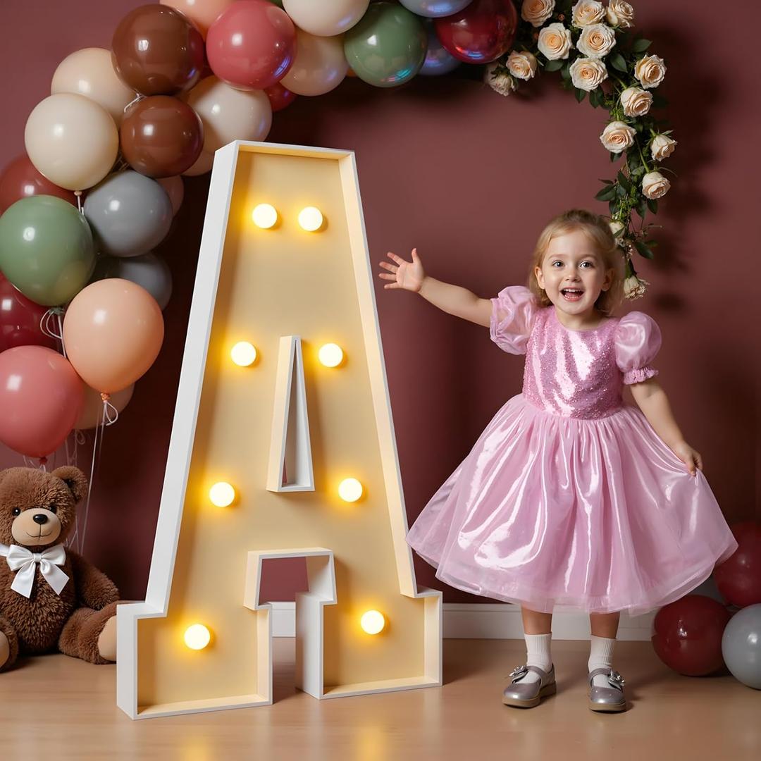 imprsv 3FT Block Marquee Letters Light Up Letters for Birthday Baby Shower Party Backdrop Decor, Large Light Up A for Wedding Decorations Engagement Party Decorations