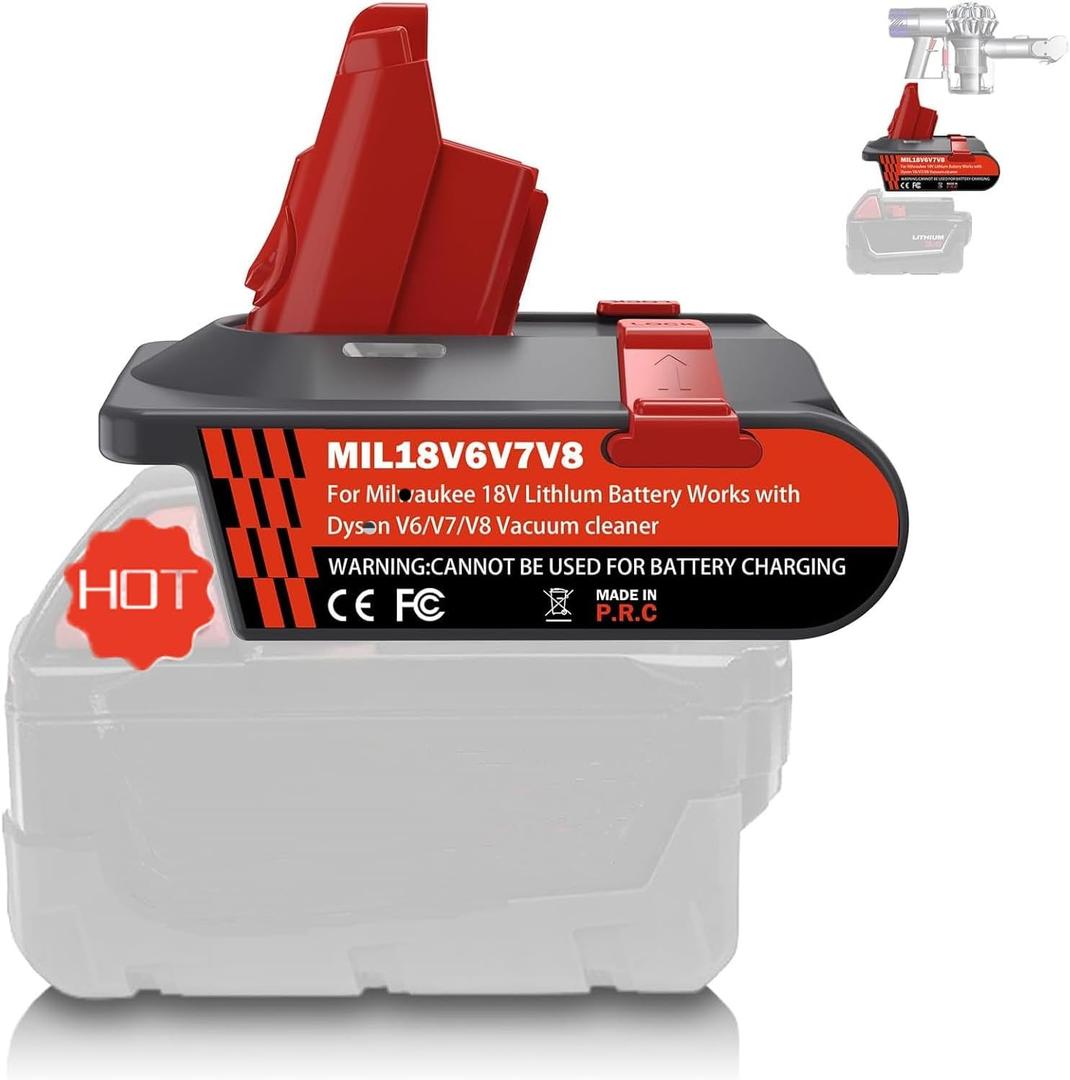 Universal V6 V7 V8 Battery Adapter for Dyson, compatibile with Milwaukee M-18 18V Battery, Multi-Purpose Converter Adapter for Dyson V6 V7 V8 Series Vacuum Cleaners (Adapter Only)