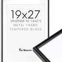 Fun Memories 19x27 Picture Frame Black, Aluminum Frames 19 x 27 for Wall, Modern 19 by 27 Poster Frames for Home Decor, 19x27 Frame with Mat for 16x21, 19 x 27 Frame with Real Glass (19x27-1P | HD Tempered Glass)