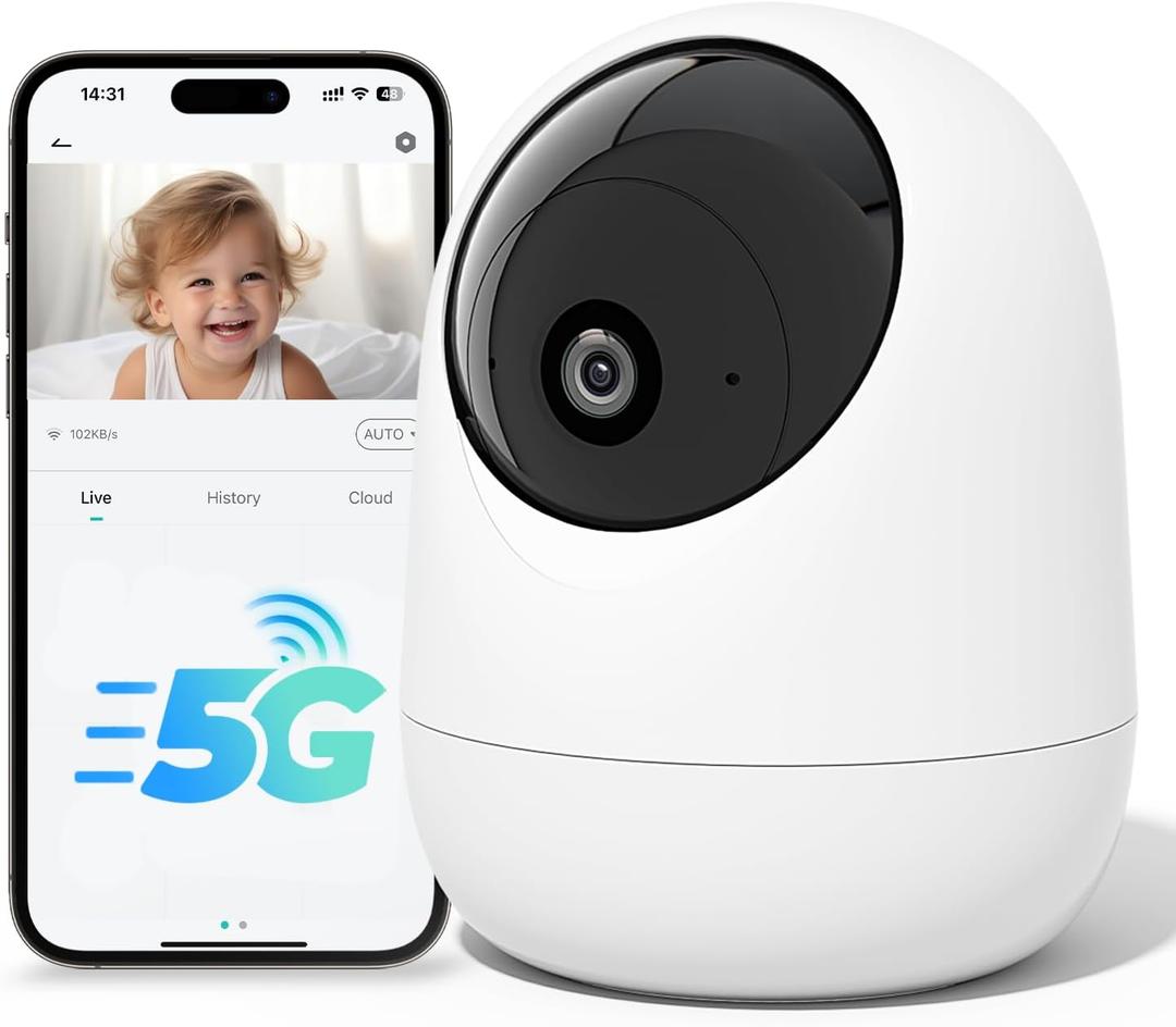 Rraycom Indoor Camera 5G&2.4G WiFi,2K Security Cameras for Home Security,360Pan & Tilt, Dog/Pet Baby Camera with Motion Tracking& Sound Detection, 2-Way Audio, Night Vision,Siren,Works w/Alexa