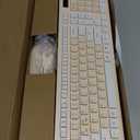 Wireless Keyboard and Mouse Combo, Full-Sized Wireless Keyboard and Adjustable DPI Mouse, 2.4GHz USB Receiver, Keyboard and Mouse for PC, Windows, Desktop, Laptop (Latte Color)