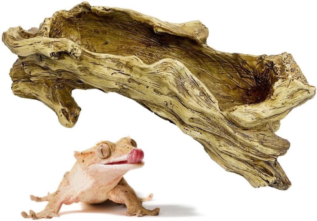 Hamiledyi Gecko Tank Accessories Resin Bark Reptile Hide Cave Simulation Tree Trunk Hideout Leopard Gecko Hide Terrarium Decor for Snake Hermit Crabs Lizard Bearded Dragon (13.78" L x 3.94" H)