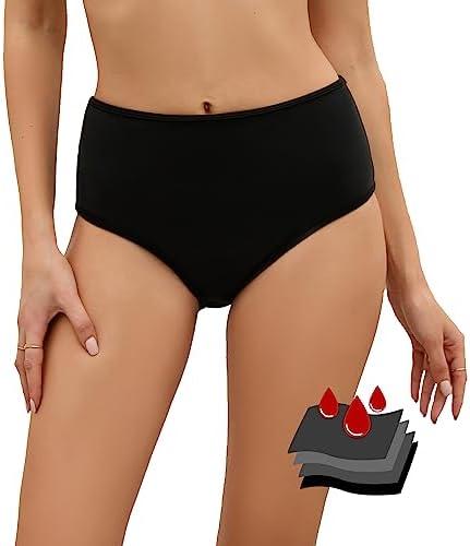 Leoparts Period Swimwear Leakproof Bikini Bottoms Black High Waisted Coverage Swimsuit Bottom for Girls Teens Women Size S