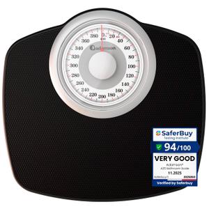 Adamson A25 Scales for Body Weight - Up to 400 LB - New Version - 5.3" Dial on 12.4" x 10.2" Platform - Anti-Skid Rubber Surface - High Precision Bathroom Scale Analog - Durable with 20-Year Assurance