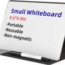 Small Dry Erase Board with Stand for Desk, Portable Reusable Desktop Notepad, 9.5 * 6.6in Memo White Board,Office Home Supplies Desk Accessories MH770 (Black)