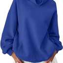 EasyGala Womens Fleece Sweatshirts with Pockets Oversized Turtleneck Pullover Trendy Long Sleeve Tops Fall Fashion Shirts (Blue, L)