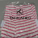 Tankaneo Womens 2 Piece Striped Shorts Set Ruffle Short Sleeve Tops Hight Waist Shorts Matching Sets Summer Vacation Outfits (White)