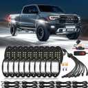 20 Pods Pure White LED Rock Lights with Extension Wires, IP67 Waterproof 6500K Super Bright White Underglow Kit for Semi Truck Sedans Trailer Offroad Pickup RV Vans Bus Under Car Lighting