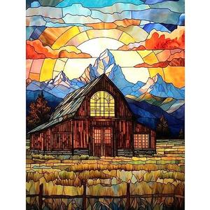 America Rocky Mountains Diamond Painting DIY 5D, Numbering Kit, Abandoned Barn Crystal Rhinestone Diamond Painting Forests Pictures USA Landscape Artwork Home Decor Adults Gift(12''Wx 16''H) pack of 2
