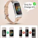 Wearlizer Leather Band Compatible with Fitbit Charge 5/6 Bands - Slim Leather Watch Strap Replacement for Women & Men