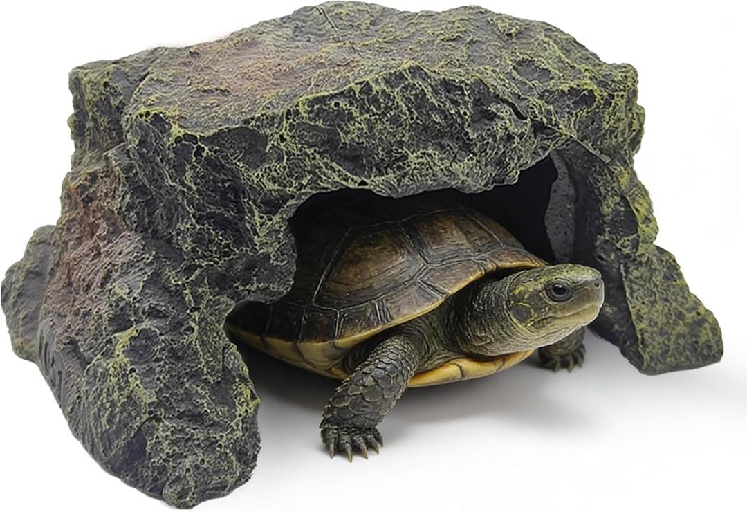 BNOSDM Reptile Hideout Rock,Tortoise Hide Cave,Resin Rock,Lizards Hideaway,Turtle Basking Platform,Reptiles Habitat Decor Tank Accessories for Bearded Dragon Gecko Snakes Chameleon Frogs