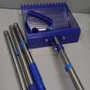 Chicken Poop Scooper & Rake 2-in-1,304 Stainless Steel Shovel Head, Chicken Litter Scoop with Handle for Chicken Coop & Pet Waste Cleaning, Litter Sifting Shovel (35 to 65") (Blue, 10inch)