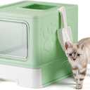 Enclosed Cat Litter Box, Large Litter Box for Big Cats, Covered Kitty Litter Boxes with Lid, Top Entry Cat Box Enclosure with Scoop, Odor Control, Easy to Clean(Green)