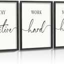 Heiple Motivational Wall Art 11"x14" Framed Wooden Inspirational Office Wall Decor for Men Picture Poster Positive Work Hard Quote Wall Decor for Home Office Bedroom (Black, 16"x24")