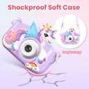 Purple Unicorn Kids Camera Toys for Girls Age 3-8, LETONGJH HD 1080P Toddler Digital Video Camera with 32GB SD Card & Selfie Mode, Shockproof Christmas Birthday Gifts for 4 5 6 7 Year Old