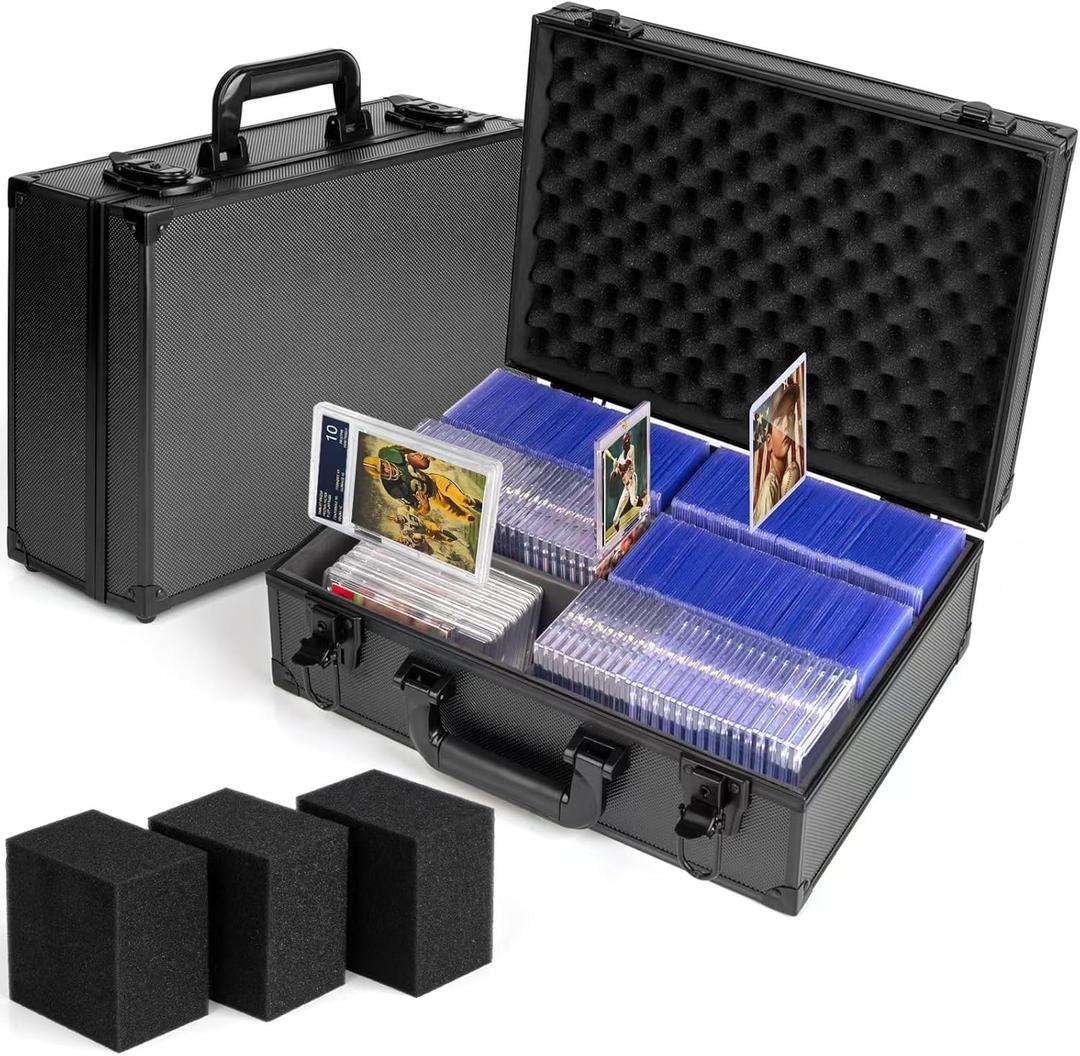 Top Loader Case, Trading Card Storage Box with Key Lock for Sports Cards, Trading Cards, Hard Case Holds 600+ Top Loaders or 130+ 35pt One Touch (Large)